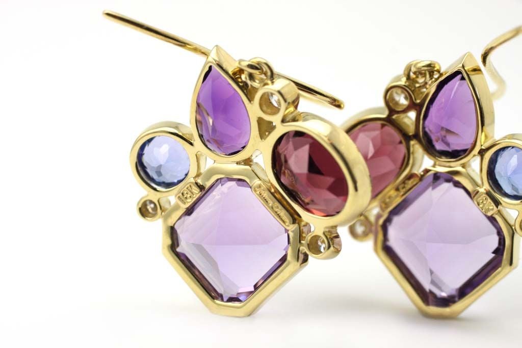 Julius Cohen Violet Kaleidoscope Earrings In New Condition In Brooklyn, NY