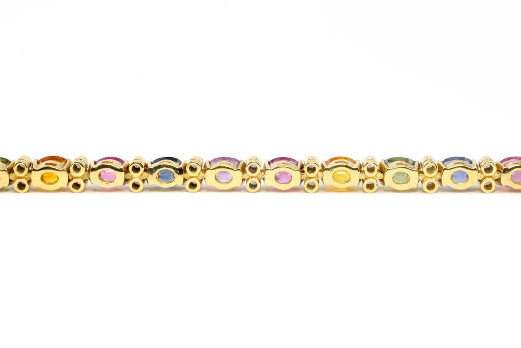 Julius Cohen 18 Karat Gold, Diamond and Multi-Color Sapphire Bracelet ...