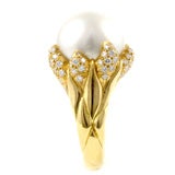 Julius Cohen Pearl and Diamond Flame Ring