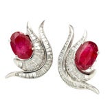 Platinum, Diamond and Ruby Earclips Platinum, Diamond and Ruby Earclips