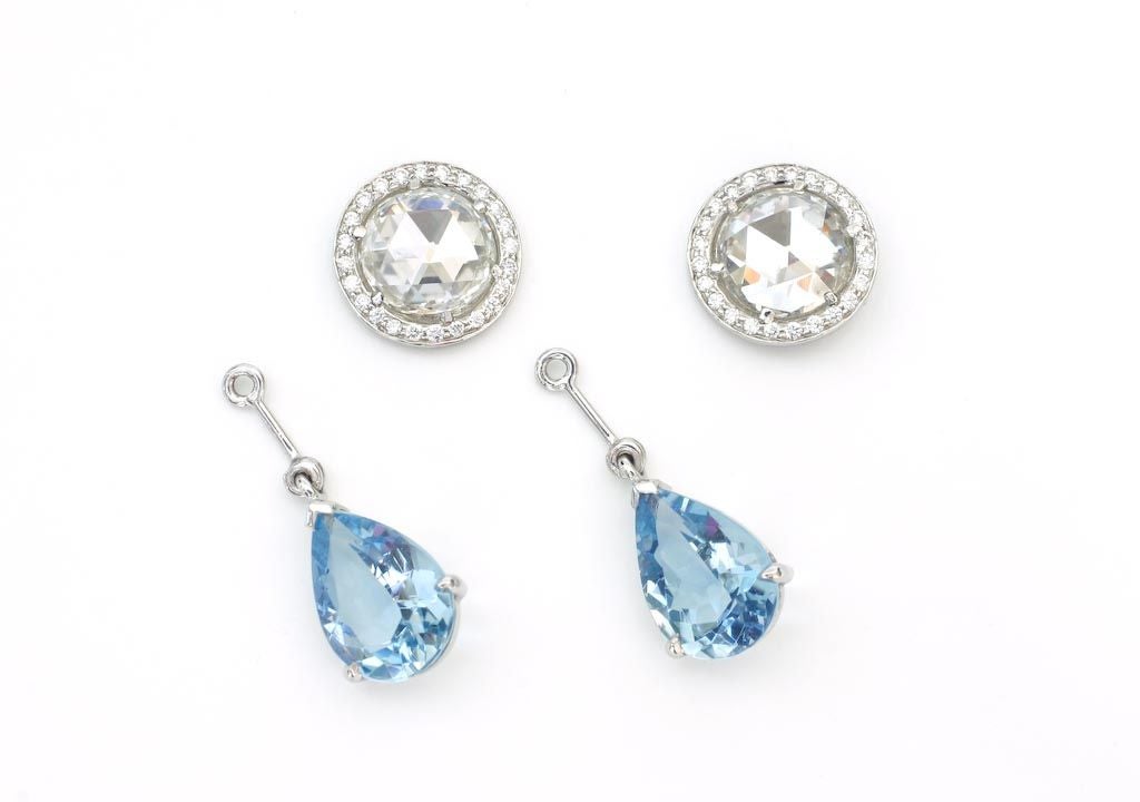 Women's Platinum and Diamond Rosecut Earrings