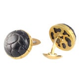 22kt Gold, 18kt Gold and Carved Obsidian Cuff Links