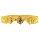 Hand Woven 22kt Gold and Sapphire Bracelet