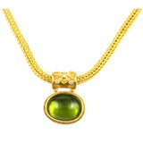 22kt Gold, Diamond and Peridot Pendant with 22kt Gold Chain