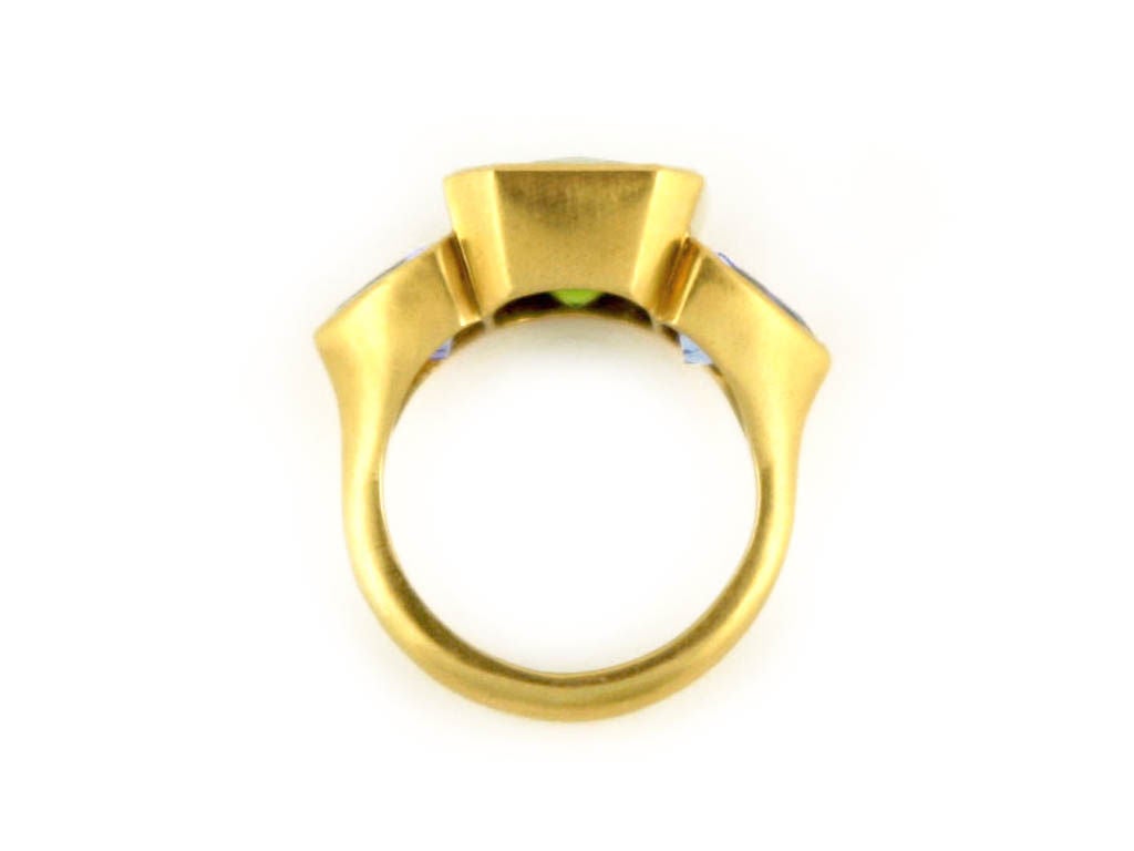 22kt Gold:: Peridot und Tansanit Ring Damen