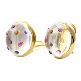 18KT Gold, Crystal and Multi-Color Sapphire Earrings