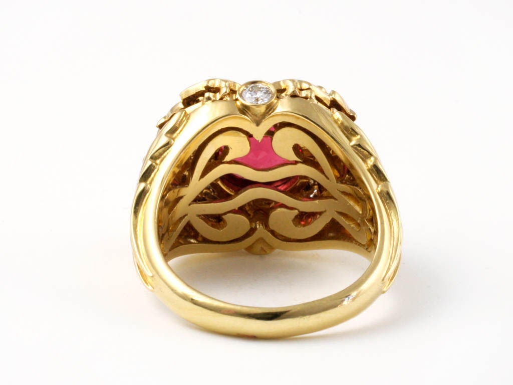 18KT Gold, Spinel and Diamond Ring 1