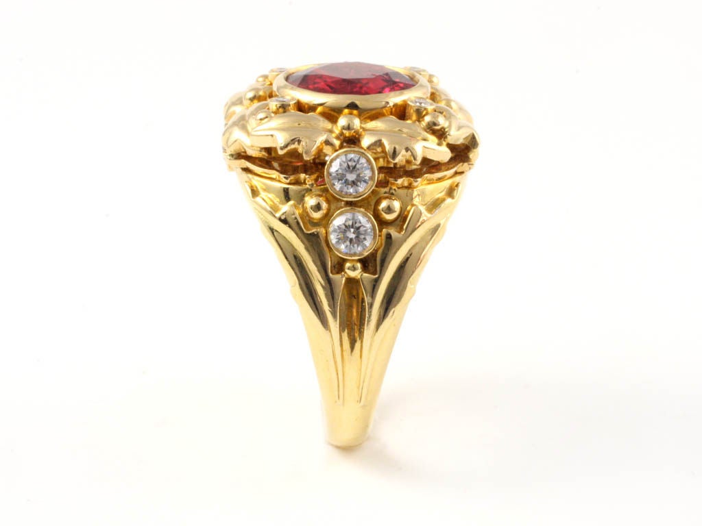 Women's 18KT Gold, Spinel and Diamond Ring