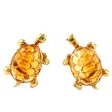 18kt Gold and Citrine Turtle Earrings