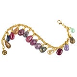 18kt Gold and Multi-Color Sapphire Briolette Bracelet