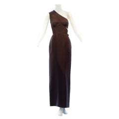 1960 One-Shoulder Brown Chocolate Brown Madame Gres Dress
