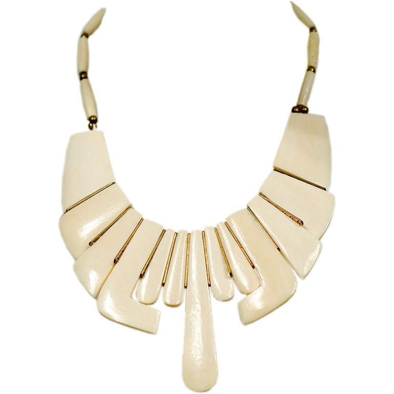 1960s Anonymous Bone and Bead Necklace For Sale