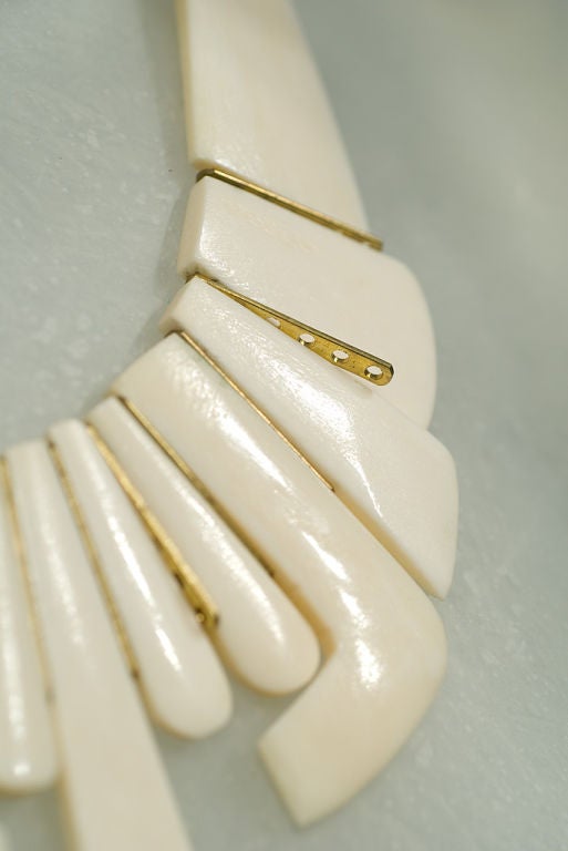 We are not sure who designed this amazing 1960s bone and brass necklace but we do know that we love it!  It just has that perfect cool girl, I bought it in a vintage shop and now everyone wants it look.  <br />
<br />
Sometimes the best pieces are