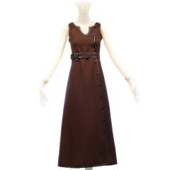 1971 Courreges haute couture dress with leather trim