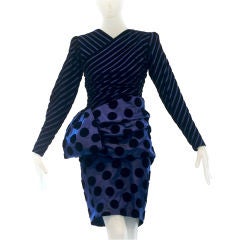 1980s Givenchy Haute Couture Op Art Dress in Velvet and Silk