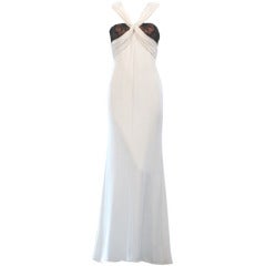 Retro Glamorous Black and White Curiel Couture Gown