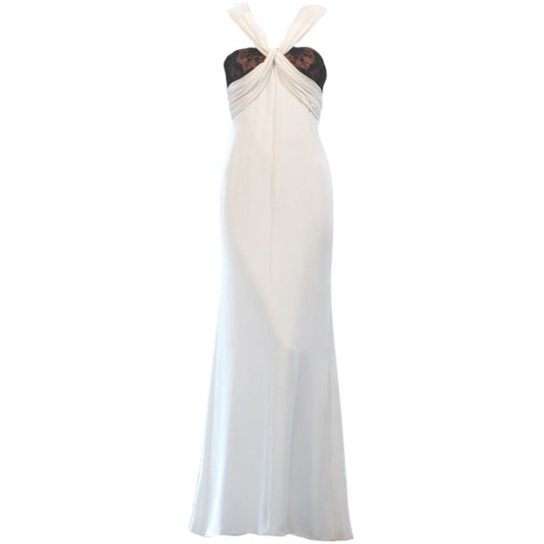 Glamorous Black and White Curiel Couture Gown For Sale