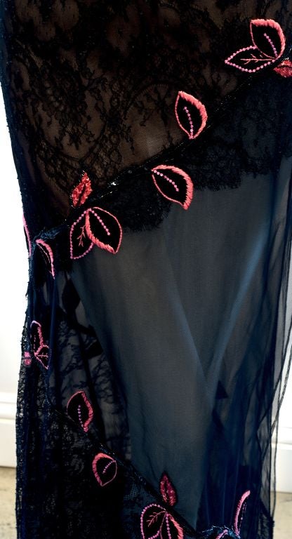 1980 Curiel Couture Embroidered Lace and Transparent Gown 1