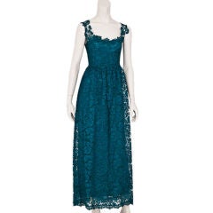Vintage Teal Blue Guipure Lace dress