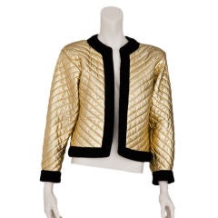 Vintage YSL gold quilted leather cropped jacket