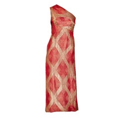 Vintage French Lame art deco pattern  one shoulder dress