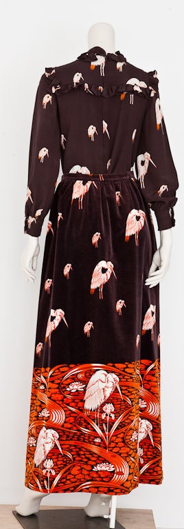 Valentino Velvet and Silk "Crane Collection"ensemble late 70's