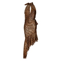 John Galliano for Dior Leopard Print Bias Cut Dress