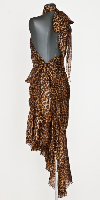 Women's John Galliano for Dior Leopard Print Bias Cut Dress