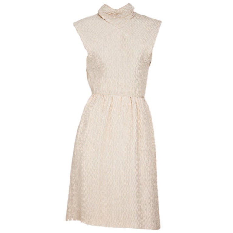 Christian Dior  Couture 1965 Ivory silk cloche day dress