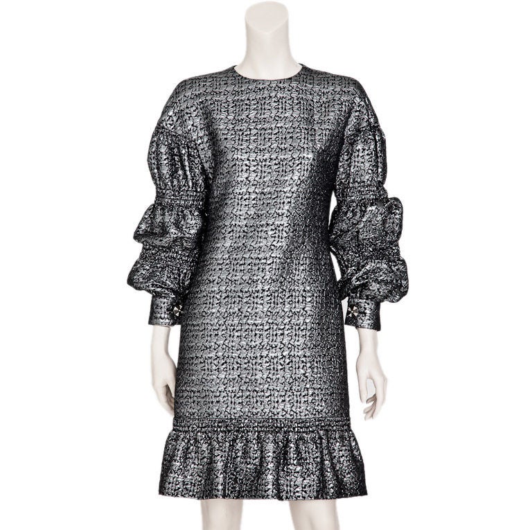 Galanos silver lame cocktail dress at 1stdibs