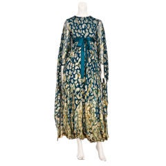 Dramatic Gold lame paisley print "scherazade" harem gown