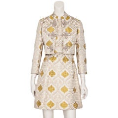 Vintage Kiki Hart ivory + gold brocade dress and jacket