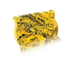 Vintage Charles Jourdan black + yellow patterned evening clutch