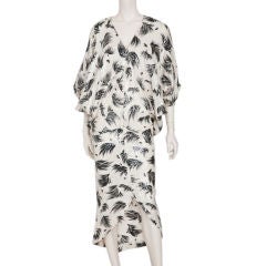 Lillie Rubin black + white print sequined dropped waist dress