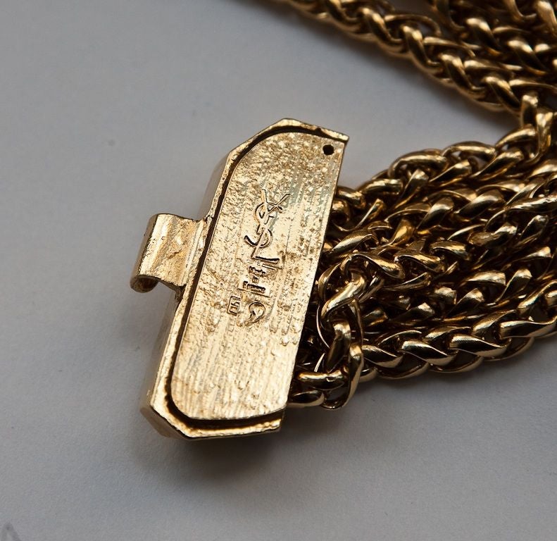 YSL 5 stand necklace with "nugget" clasp