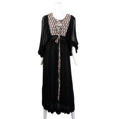 Vintage Thea Porter Black Chiffon Kaftan