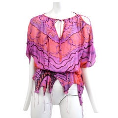 Zandra Rhodes Rose & Coral Chiffon Blouse