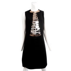 Iconic Pierre Cardin Wool Dress w/Metal Detail