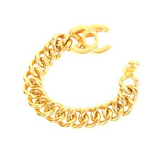 Vintage Chanel Gold Metal Link Bracelet