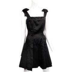 CHANEL Satin dress with pleat and bow details