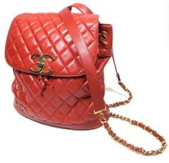 Classic Chanel Red Backpack