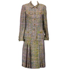 Chanel Haute Couture Silk Trompe l'oiel Tweed Suit 12
