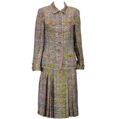 Vintage Chanel Haute Couture Silk Trompe l'oiel Tweed Suit