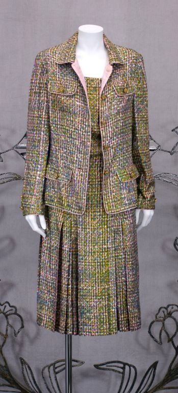 Chanel Haute Couture Trompe l''oiel Tweed Suit en soie Bon état - En vente à New York, NY