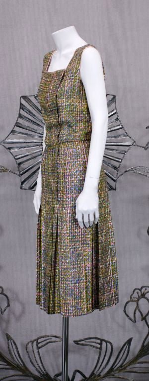 Chanel Haute Couture Silk Trompe l'oiel Tweed Suit In Good Condition For Sale In New York, NY