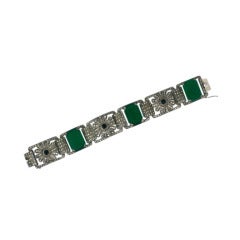 Deco Marcasite and Green Onyx Bracelet 2