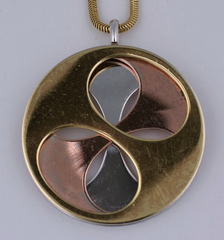 Dior Kinetic 1970's Tricolor Pendant In Good Condition In New York, NY