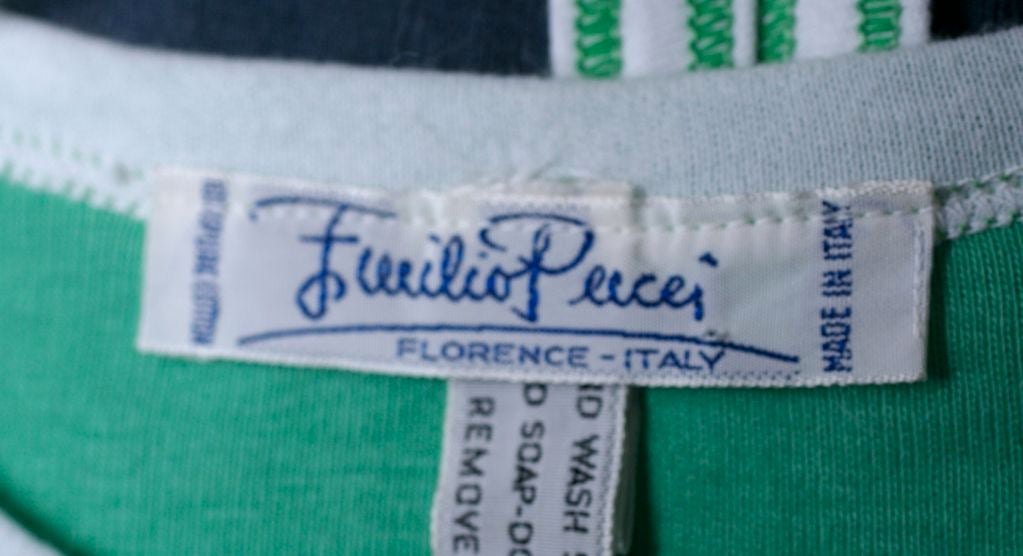 Emilio Pucci - Robe en jersey de coton vert menthe avec logo Excellent état - En vente à New York, NY