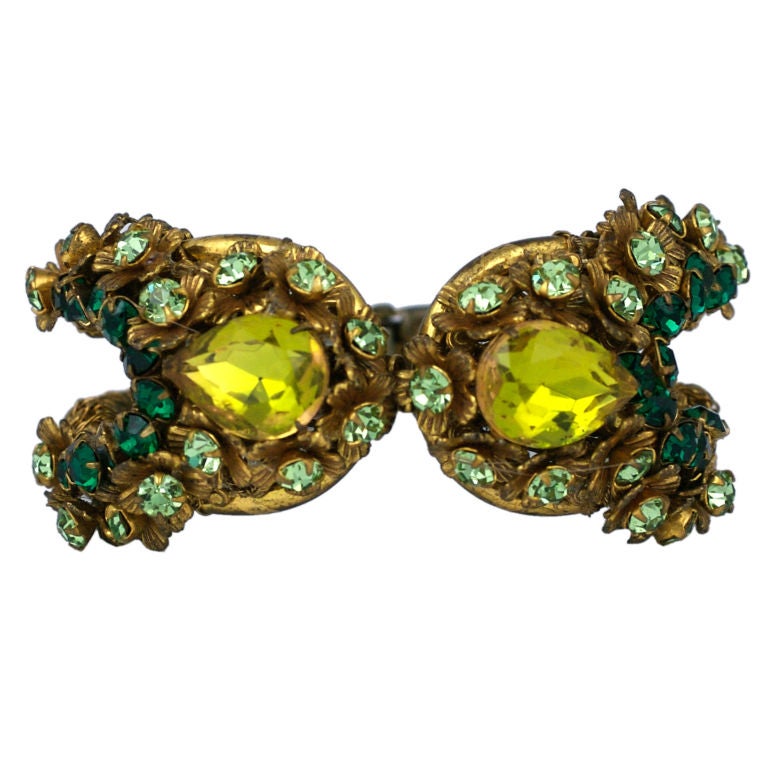 Miriam Haskell Chartreuse Emerald Cuff