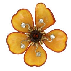 Retro Castlecliff Lucite and Paste Flower brooch